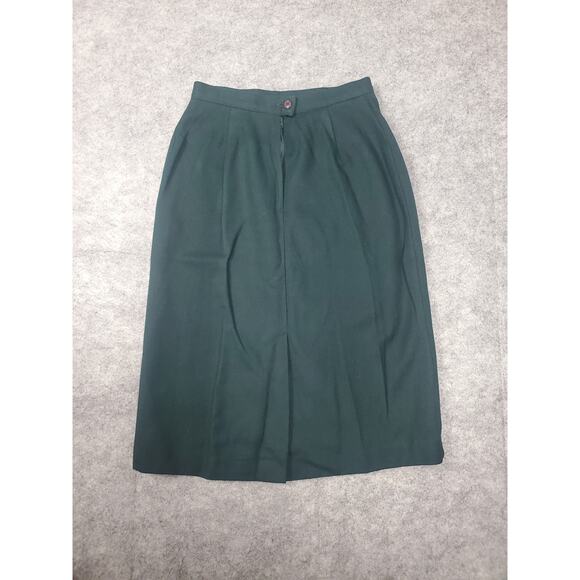 Vintage Women's Diane Richard 8 Dark Green Wool Midi Pencil Skirt Academia - Picture 2 of 8